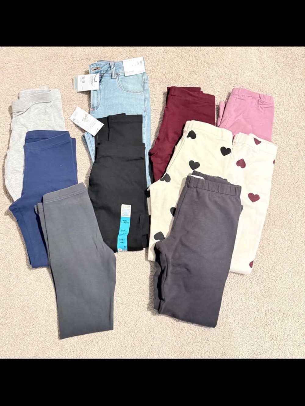 Girls Stretch Leggings and Jeans Bundle- size 8